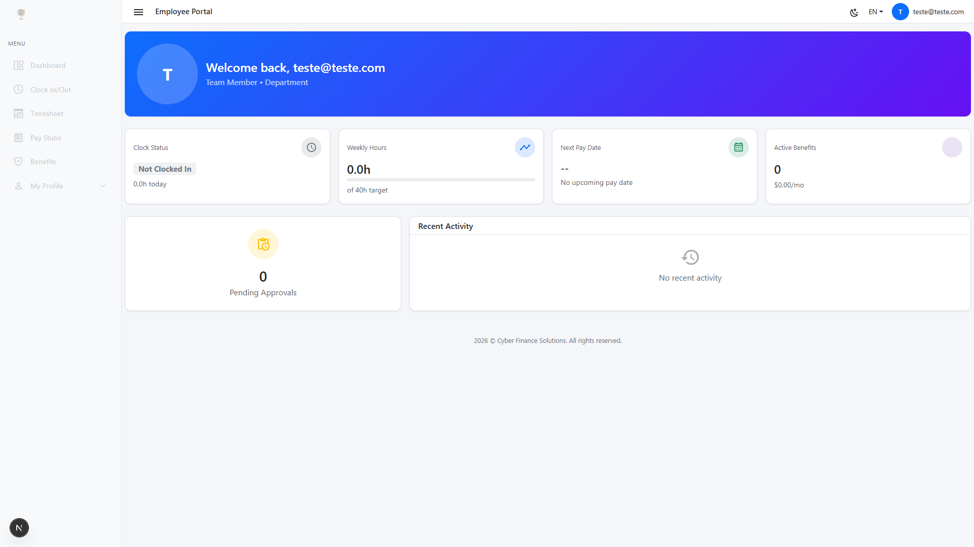 Employee Portal view